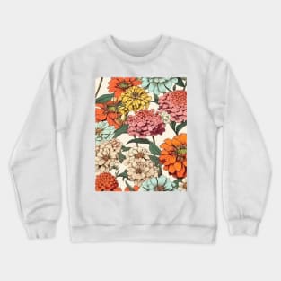 Zinnia Flower Pattern - Wildflower Illustration Crewneck Sweatshirt